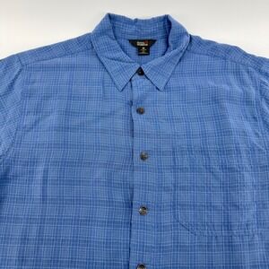 Royal Robbins Mens Blue Grid Textured Short Sleeve Button Down Shirt M Relaxed